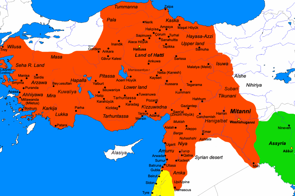 map of Hittite Empire with Luwian region shown on western part of map