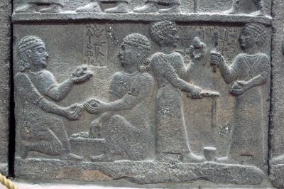 Stone relief of children playing (Carcemish 8th cent BC), photo by Dick Osseman